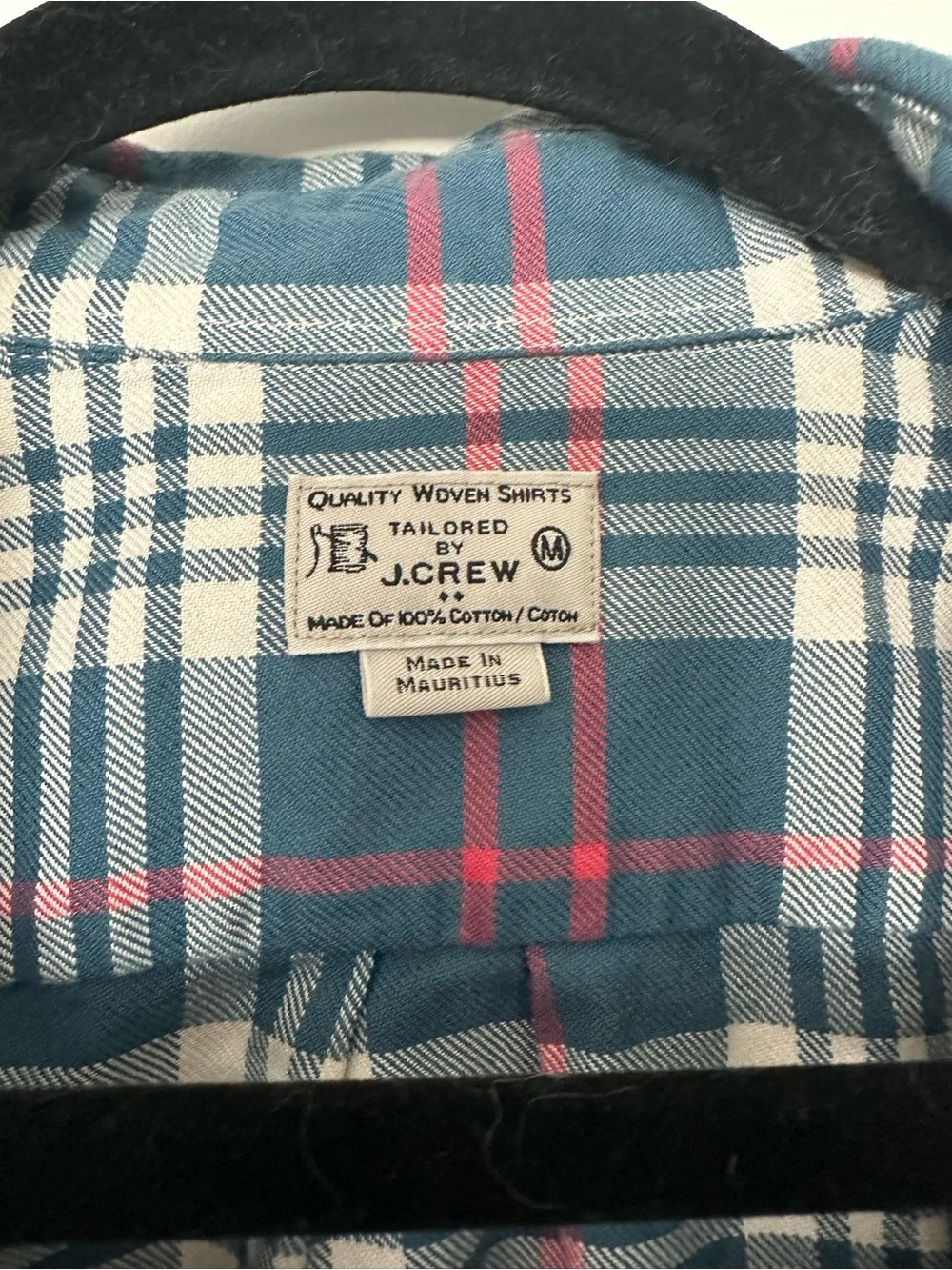 J.Crew Men’s M Tailored Plaid Button Down Shirt Teal Red 100% Cotton